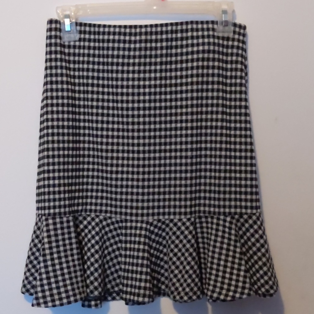  Gingham Flounce Pull On Skirt